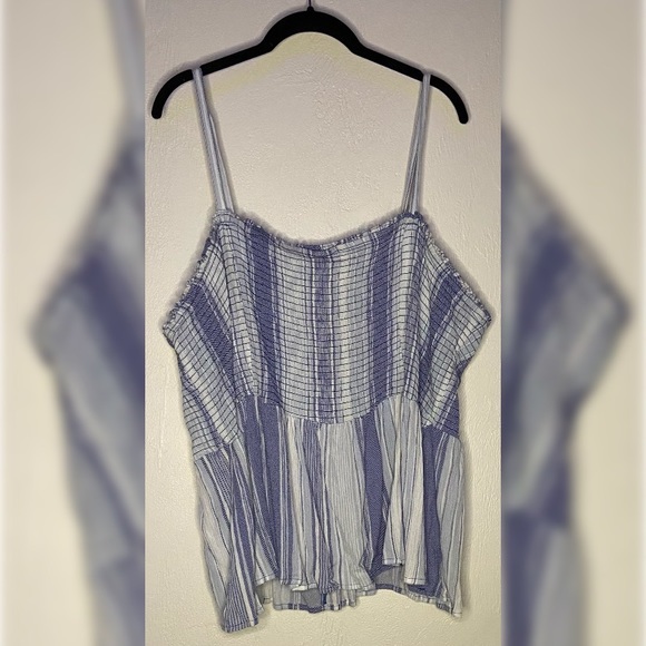 TORRID BLUE STRIPED GAUZE SMOCKED CAMI - Picture 6 of 6